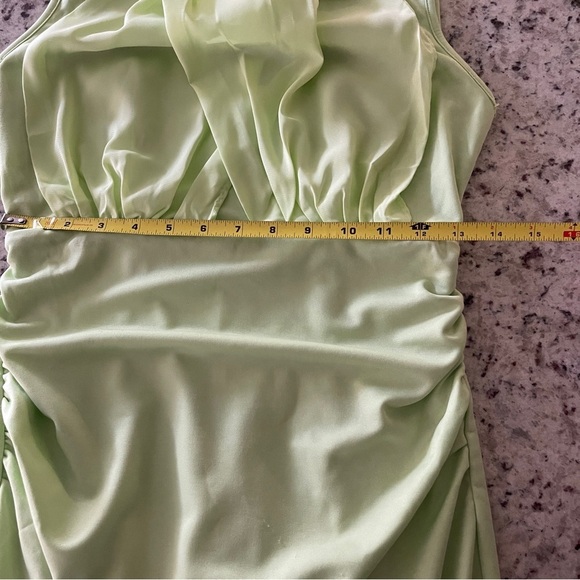 Grace Karin Green Ruched Bodycon Sleeveless Green Dress Size Small Midi Drape - Picture 8 of 12